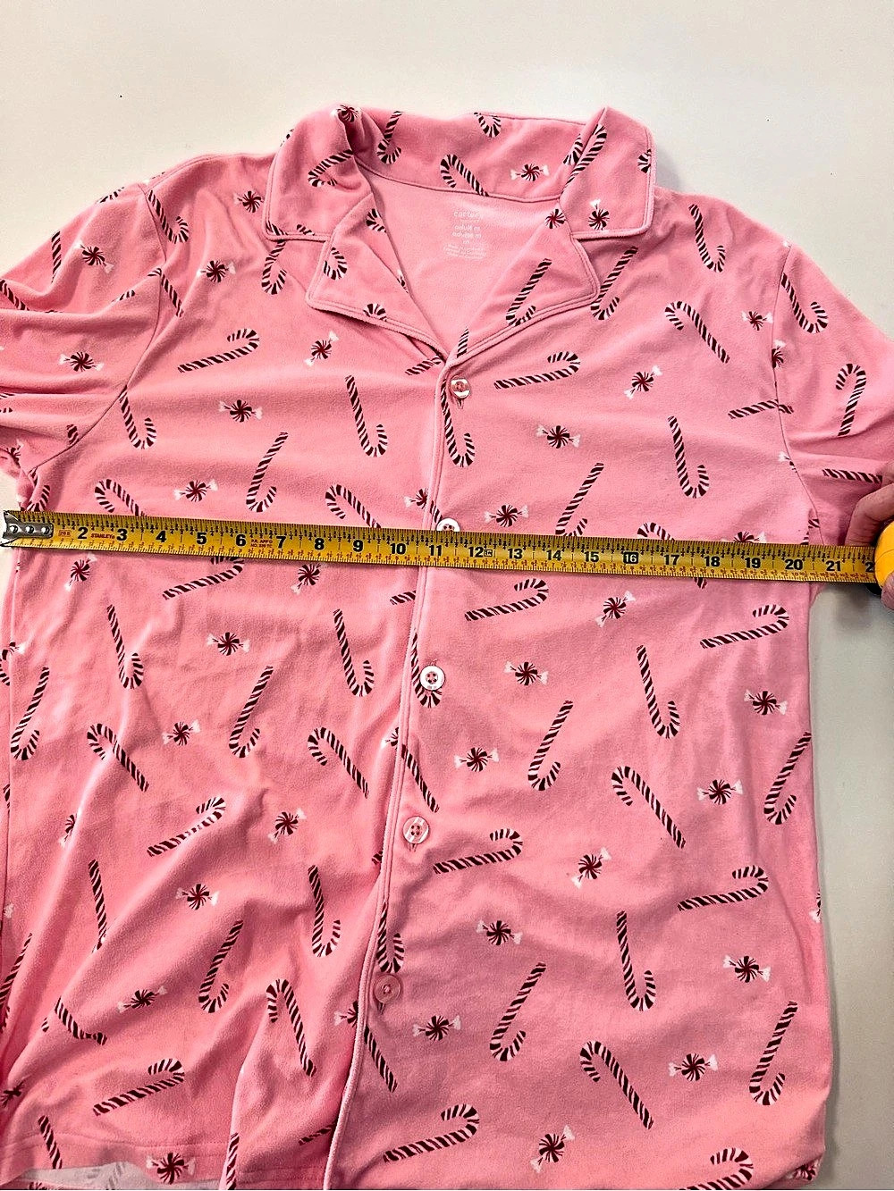Carter’s Adult M Pink Candy Cane Peppermint Christmas Pajama Set Button Front - Picture 8 of 12